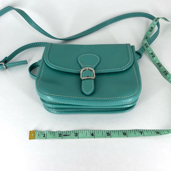 Vera Pelle Made in Italy Genuine Leather Turquoise Blue Crossbody Bag Preowned - Picture 10 of 10